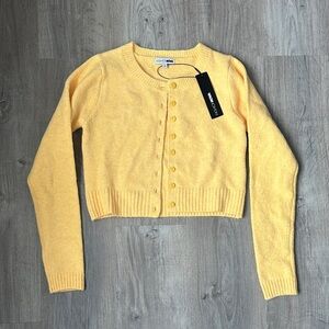 Fashion Nova Yellow Cropped Cardigan